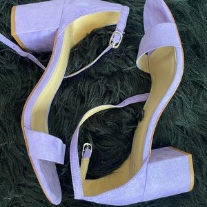 Lavender Strap Chunk Heels/Sandals